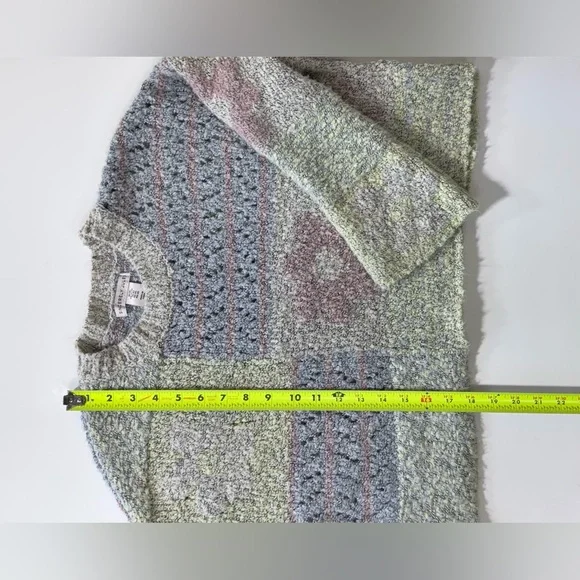 Sincerely Jules Cropped Length Wool Blend Patchwork Sweater Women's XS Pastel - Picture 7 of 7